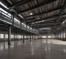 Expansive loft, raw metal beams, exposed ductwork , light, steel