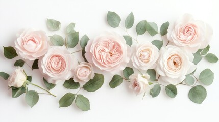 Obraz premium Delicate pastel roses and eucalyptus arrangement