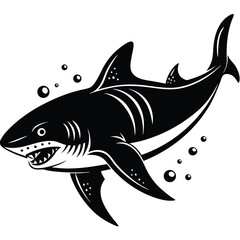 Aggressive Great White Shark Vector Illustration