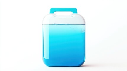 Clear plastic container filled with blue liquid