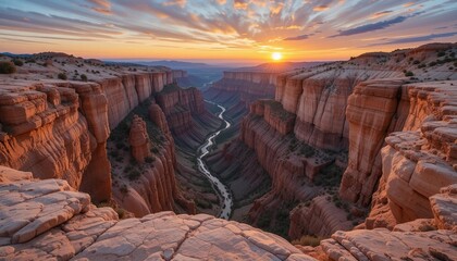 Rock canyon at sunset mountain landscape in summer 