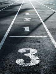 Track Lanes Numbered 1 to 3 With Subtle Shadows Creating a Minimalist Look in a Sports Facility