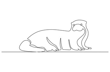 Continuous one line drawing of Beaver. Single line drawing illustration of Animal Beaver. International Beaver Day concept vector art. Doodle line illustration.