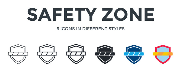 Safety Zone Icon In Different Style Vector Illustration. Designed In Thin Line, Regular Line, Bold Line, Glyph, Color Fill, And Flat Style Can Be Used For Web