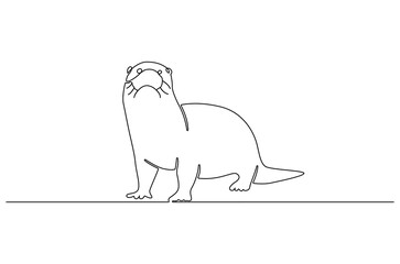 Continuous one line drawing of Beaver. Single line drawing illustration of Animal Beaver. International Beaver Day concept vector art. Doodle line illustration.