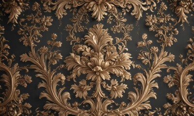 Intricate floral damask, elegant texture & ornate details, art, fabric, wallpaper