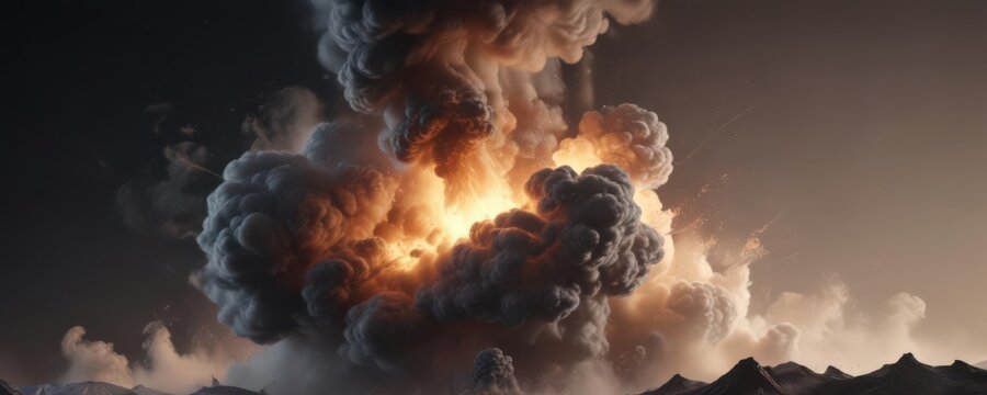 Immense, swirling smoke plume rises endlessly , illustration, cycle