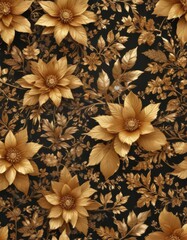 Intricate golden floral pattern, shimmering leaves & flowers ,  gold,  background,  wallpaper
