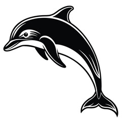 Obraz premium Black and White Vintage Style Dolphin Illustration
