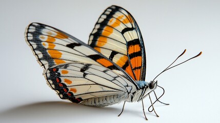Butterfly wings open, studio shot, white background, nature