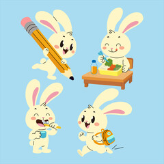 Bunny in the school illustration cartoon