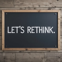 LET S RETHINK text on a chalkboard on the wooden background