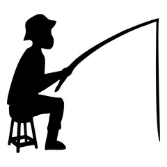 silhouette of a person fishing with a fishing rod