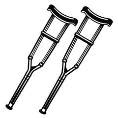 Pair of Underarm Crutches Medical Support Walking Aid