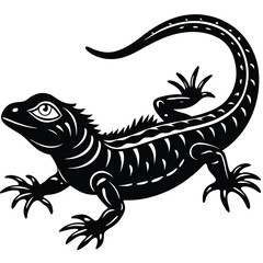 Black and White Stylized Lizard Illustration
