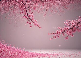 Fototapeta premium Mesmerizing swirl of pink sakura petals against a soft, blurred backdrop , pastel, japanese, calm