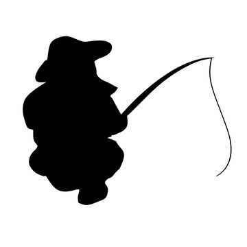 recommend clip art: silhouette of a person fishing with a fishing rod