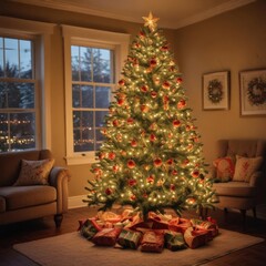 christmas tree with gifts, christmas tree with presents, christmas tree and gifts