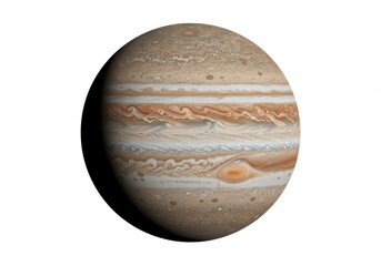A detailed image of the planet jupiter with its distinct bands and the great red spot visible clearly