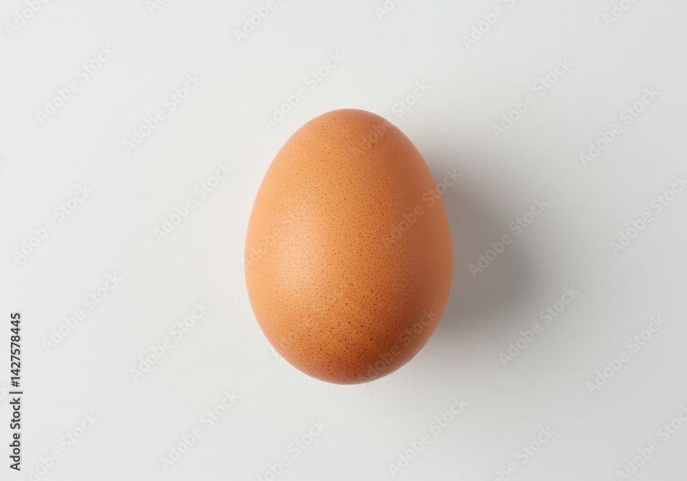 Aufkleber a single brown egg centered on a plain white background with soft lighting creating subtle shadows
