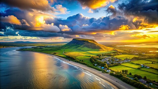 Stunning Aerial View of Knocknarea Mountain, Strandhill, Ireland