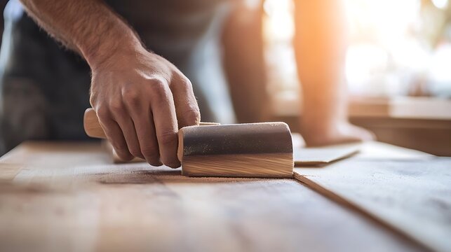Carpenter Using a Mallet on Wood