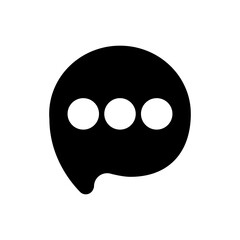 The image is a simple black and white drawing of a chat bubble with three dots in the middle