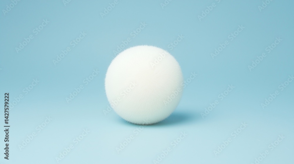 Poster a minimalistic sphere with a textured surface sits against a soft blue background, creating a serene