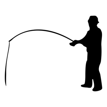 recommend clip art: silhouette of a person fishing with a fishing rod