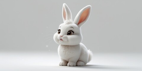 Obraz premium Adorable Cartoon Bunny A Cute White Rabbit Illustration