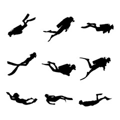 silhouette free dive collection set simple design