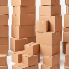 Obraz premium stack of cardboard boxes, cardboard boxes background, cardboard boxes on white background