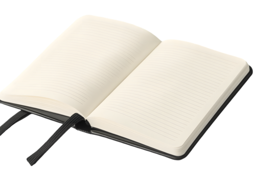 Open notebook with blank pages