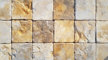 Fototapeta premium Warm Beige Stone Tiles Wall Texture Background.