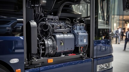 Unveiling the Power Modern Coach Engine CloseUp.