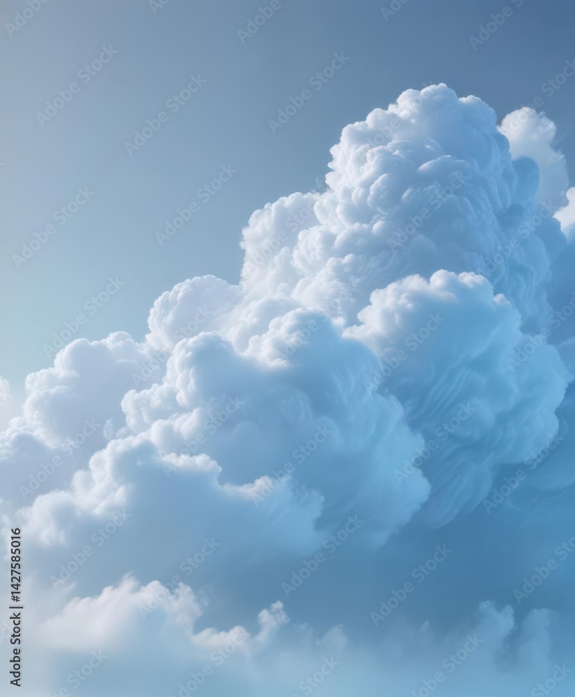 Poster soft light blue gradient background featuring diffused cloud-like forms , soft, calm, visual