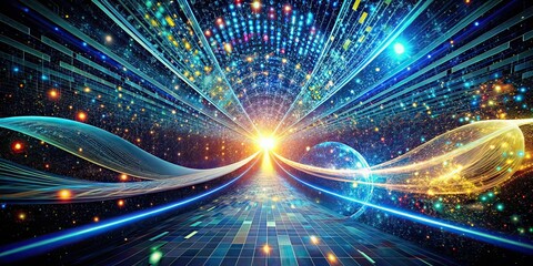 Fototapeta premium Surreal Data Transfer, Digital Flow, Abstract Transfer, Data Transmission, Futuristic Transfer, Metaverse Transfer, Binary Code, Cyberpunk Data, Quantum Data, Information Flow