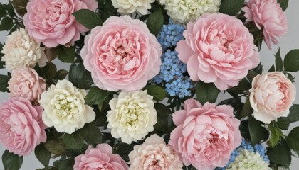 Soft pastel artificial blooms, vintage floral wall  Roses, peonies, hydrangeas ,  wedding,  soft colors