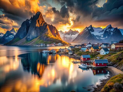 Surreal Lofoten Islands Mountain View - Skrova Island AI Art