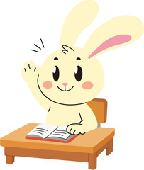 Little bunny in class