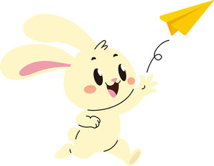 Bunny shooting paper airplanes