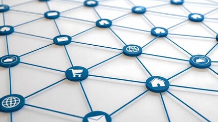 Digital Payment Gateway merchant network concept Network of interconnected icons representing digital communication and online services.