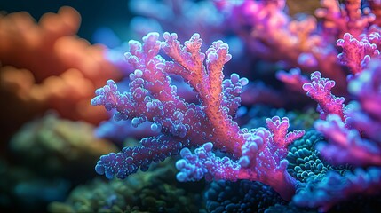 Vibrant coral reef close-up showcasing delicate branching structures.