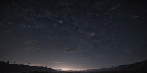 Naklejka premium Vast, dark night sky ablaze with countless twinkling stars , nocturnal, deep space, starlight