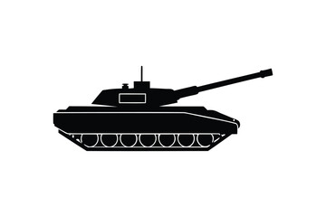 Fototapeta premium A Modern tank silhouette on white background