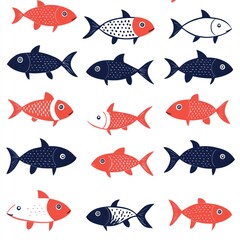 Naklejka premium Colorful fish pattern