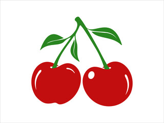 cherry fruits logo icon isolated on white background	