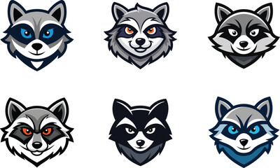 Set of Raccoon Mascot Logo
