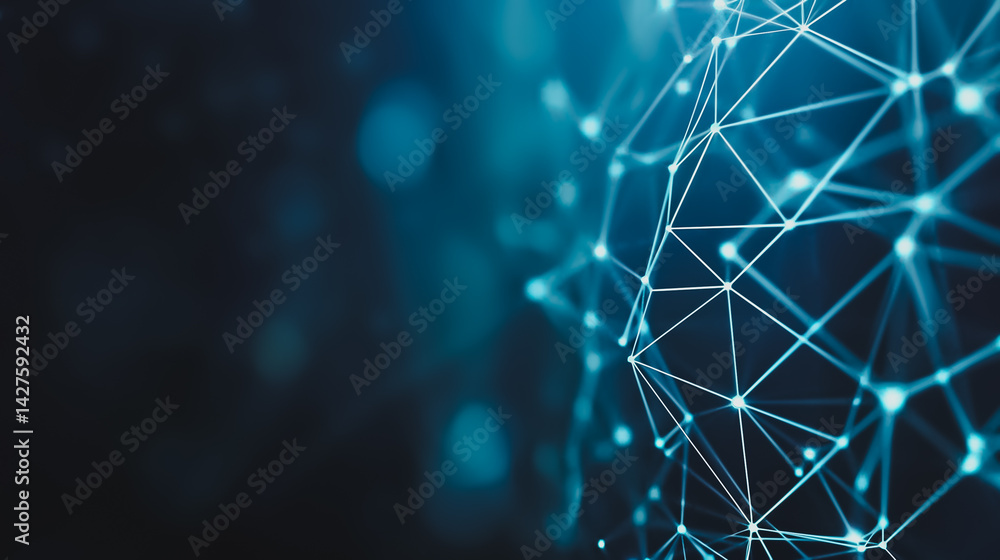 Poster abstract networked world: intricate digital network design. a vibrant illustration showcases the int