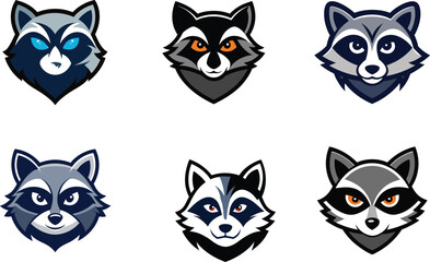 Set of Raccoon Mascot Logo
